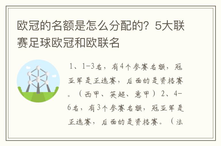 欧冠的名额是怎么分配的?5大联赛足球欧冠和欧联名