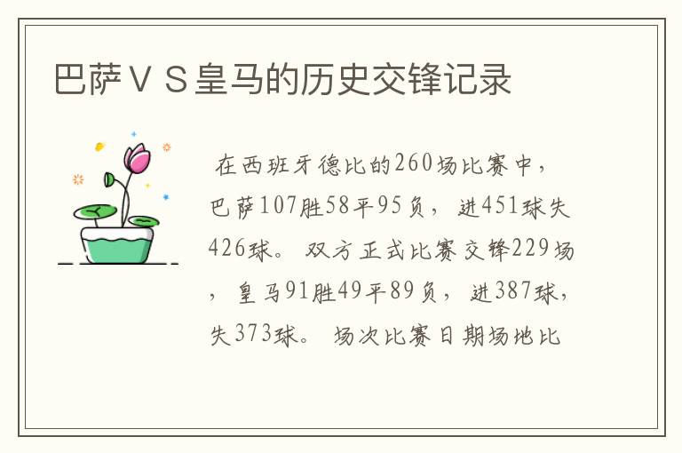 巴萨VS皇马的历史交锋记录