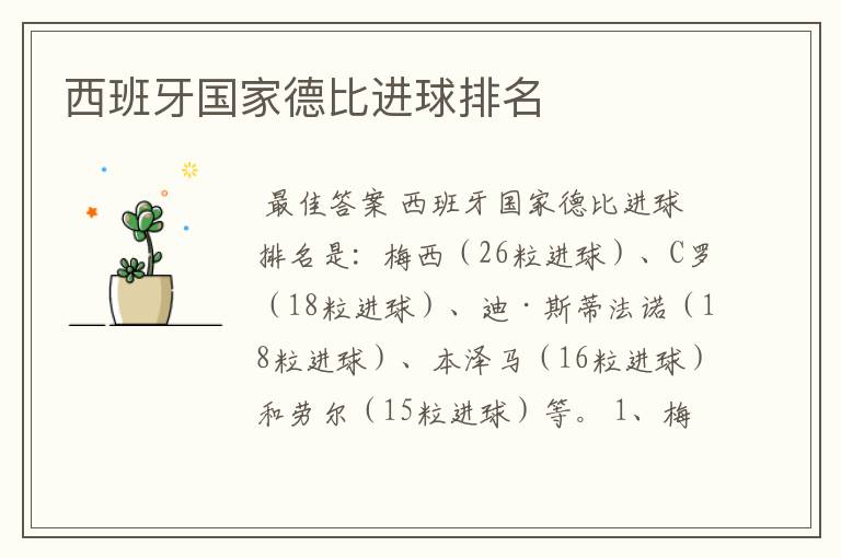 西班牙国家德比进球排名