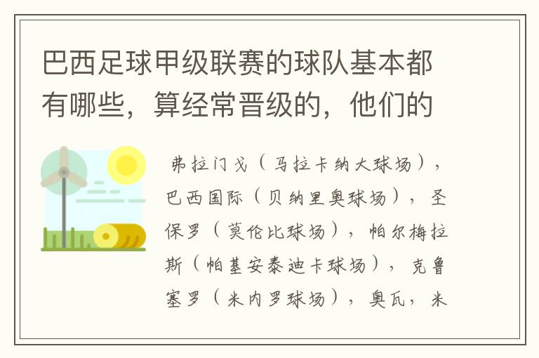 巴西足球甲级联赛的球队基本都有哪些,算经常晋级的,他们的球场都叫什么名