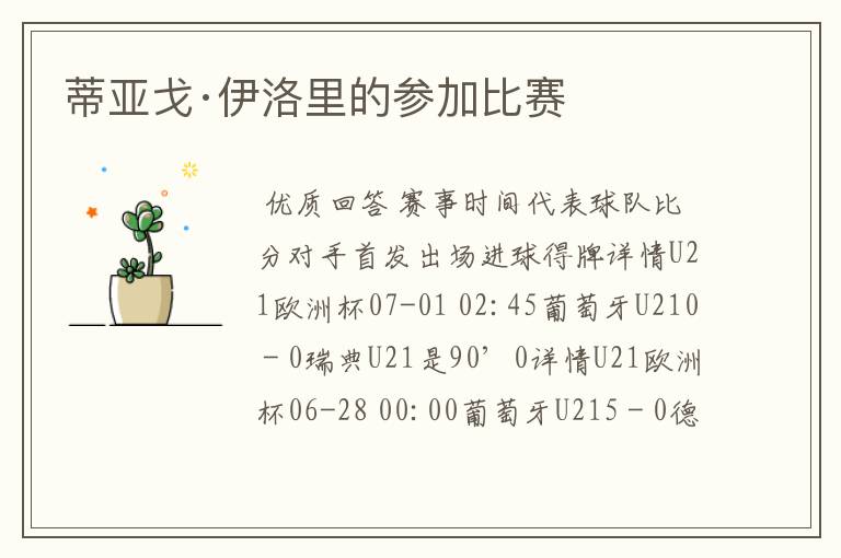 蒂亚戈·伊洛里的参加比赛