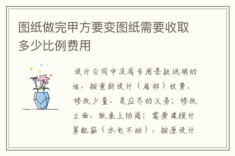 图纸做完甲方要变图纸需要收取多少比例费用