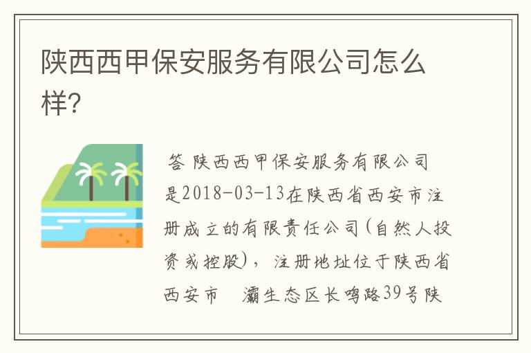 陕西西甲保安服务有限公司怎么样?