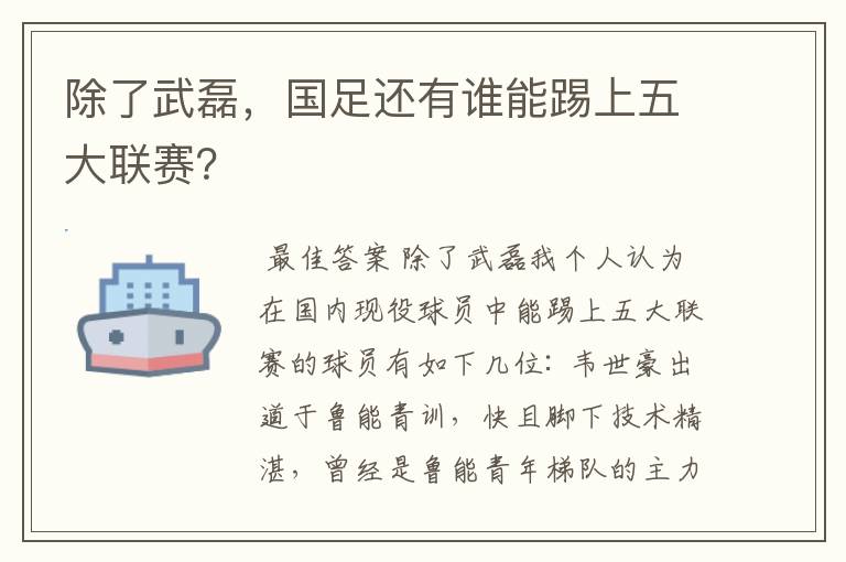 除了武磊,国足还有谁能踢上五大联赛?