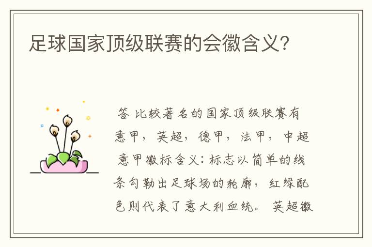足球国家顶级联赛的会徽含义?