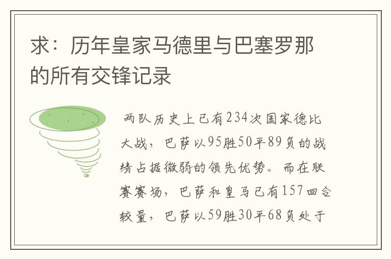 求:历年皇家马德里与巴塞罗那的所有交锋记录