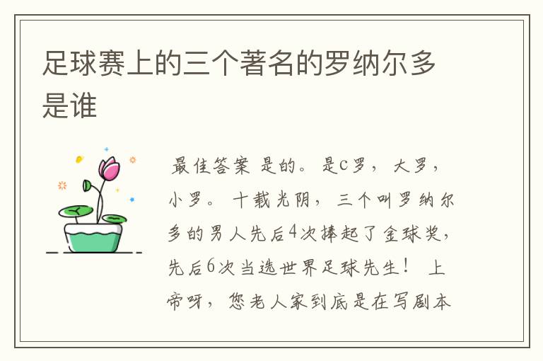 足球赛上的三个著名的罗纳尔多是谁