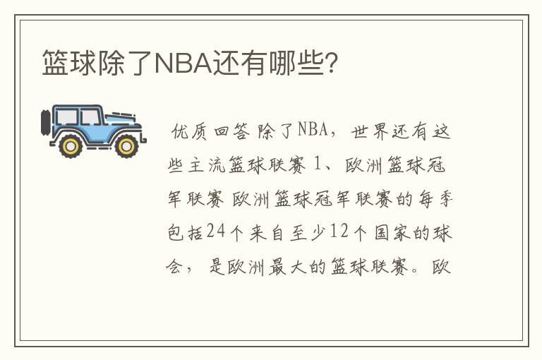 篮球除了NBA还有哪些?