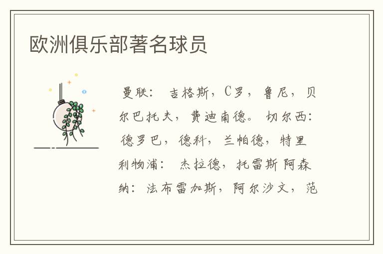 欧洲俱乐部著名球员