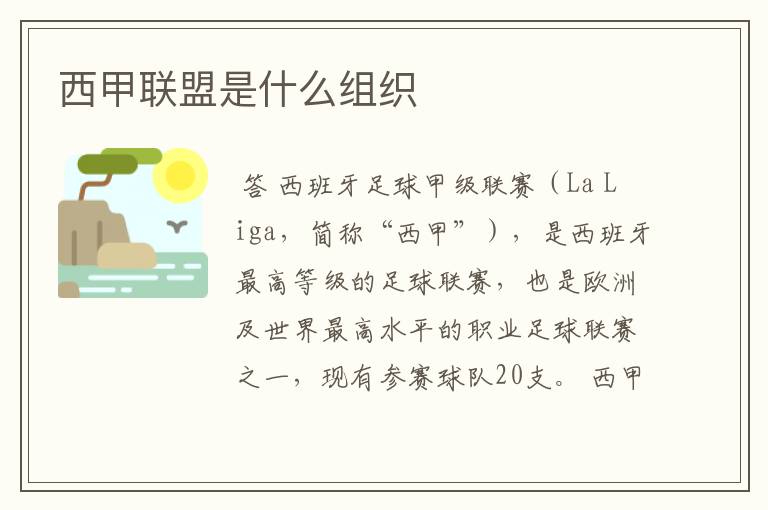 西甲联盟是什么组织