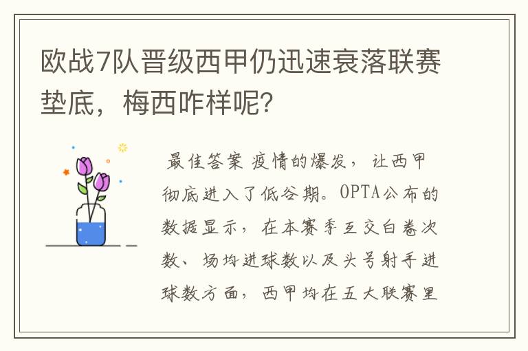 欧战7队晋级西甲仍迅速衰落联赛垫底,梅西咋样呢?