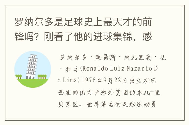 罗纳尔多是足球史上最天才的前锋吗?刚看了他的进球集锦,感觉C罗、梅西都和他不在一个档次啊