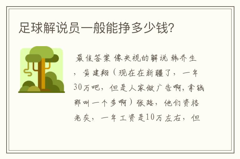足球解说员一般能挣多少钱?