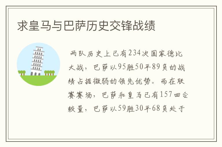 求皇马与巴萨历史交锋战绩