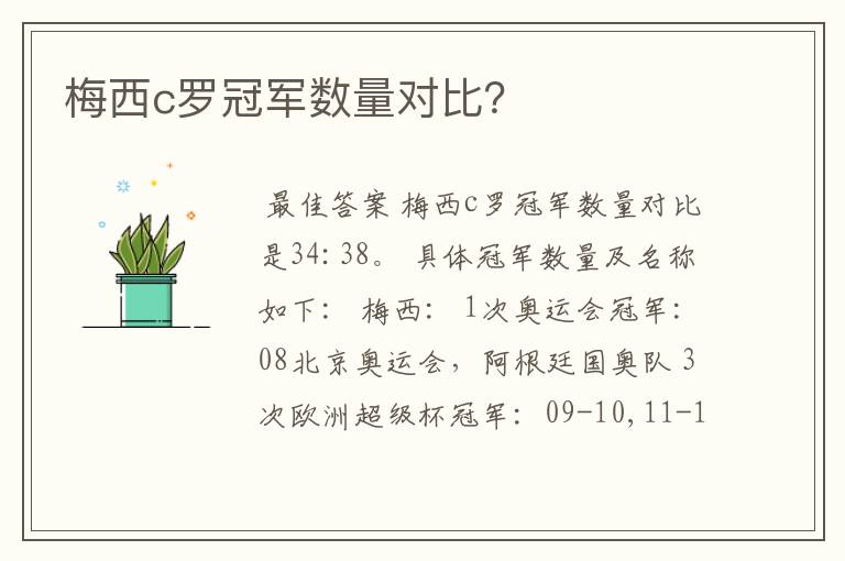 梅西c罗冠军数量对比?