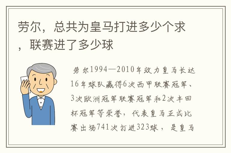 劳尔,总共为皇马打进多少个求,联赛进了多少球