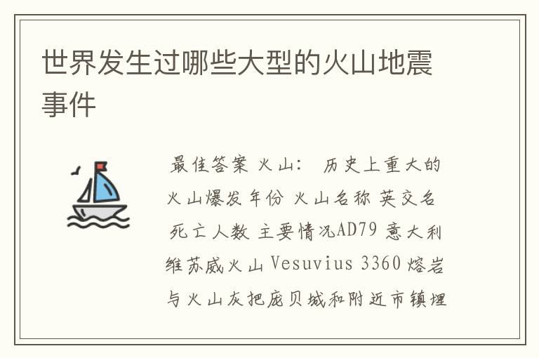 世界发生过哪些大型的火山地震事件