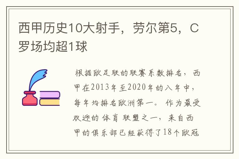西甲历史10大射手,劳尔第5,C罗场均超1球