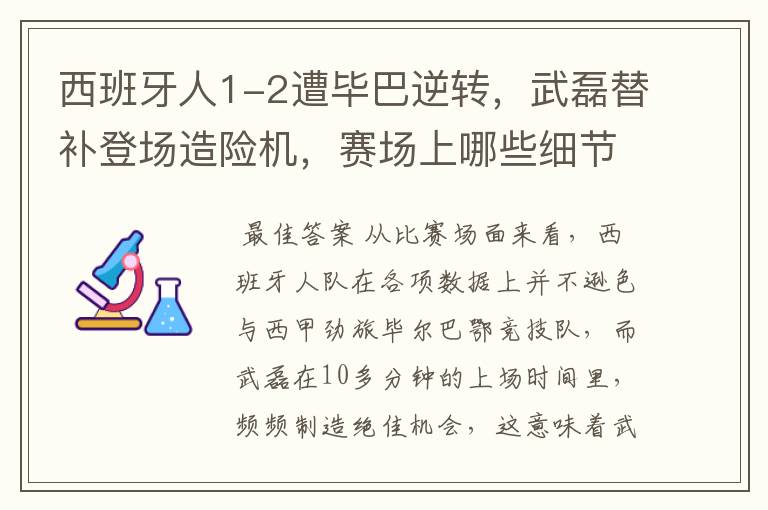 西班牙人1-2遭毕巴逆转,武磊替补登场造险机,赛场上哪些细节值得关注?