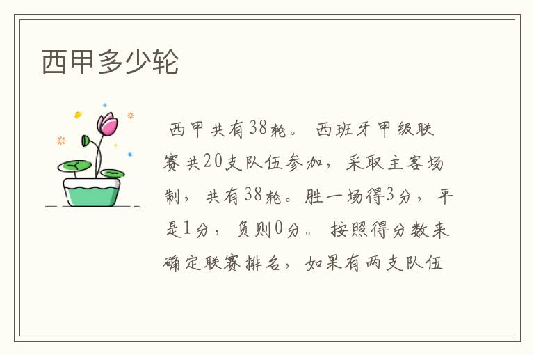 西甲多少轮
