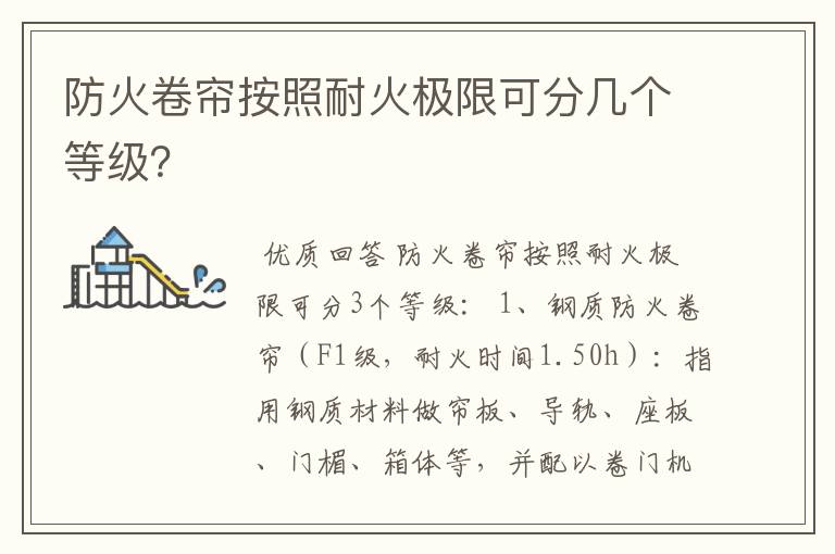 防火卷帘按照耐火极限可分几个等级?