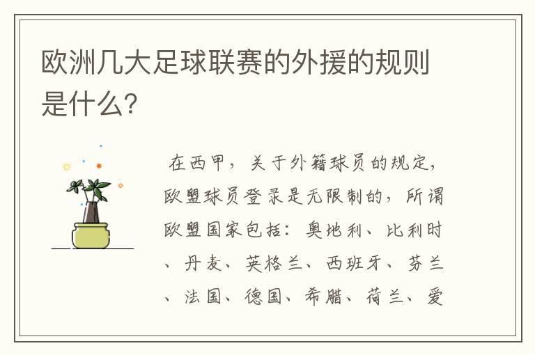 欧洲几大足球联赛的外援的规则是什么?