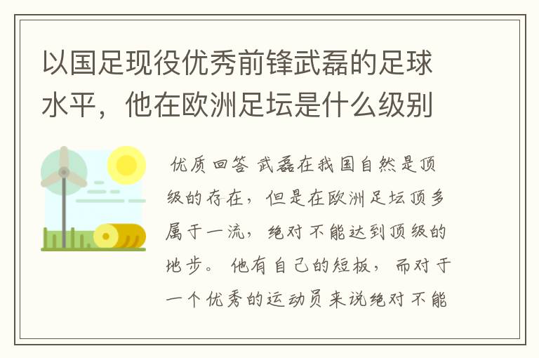 以国足现役优秀前锋武磊的足球水平,他在欧洲足坛是什么级别的球员?