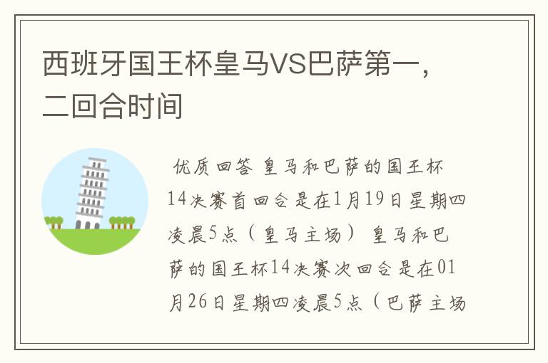 西班牙国王杯皇马VS巴萨第一,二回合时间