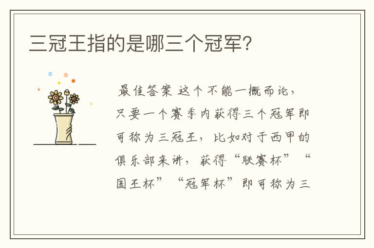 三冠王指的是哪三个冠军?