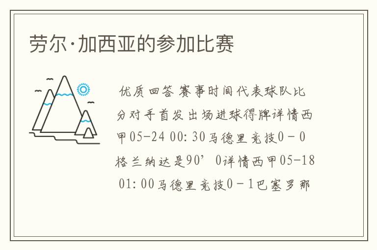 劳尔·加西亚的参加比赛