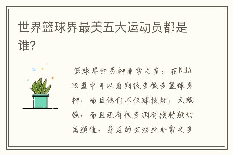 世界篮球界最美五大运动员都是谁?