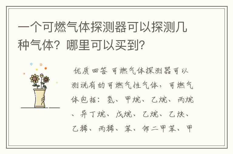 一个可燃气体探测器可以探测几种气体?哪里可以买到?