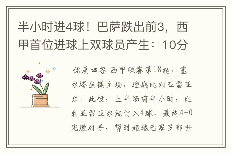 半小时进4球！巴萨跌出前3，西甲首位进球上双球员产生：10分