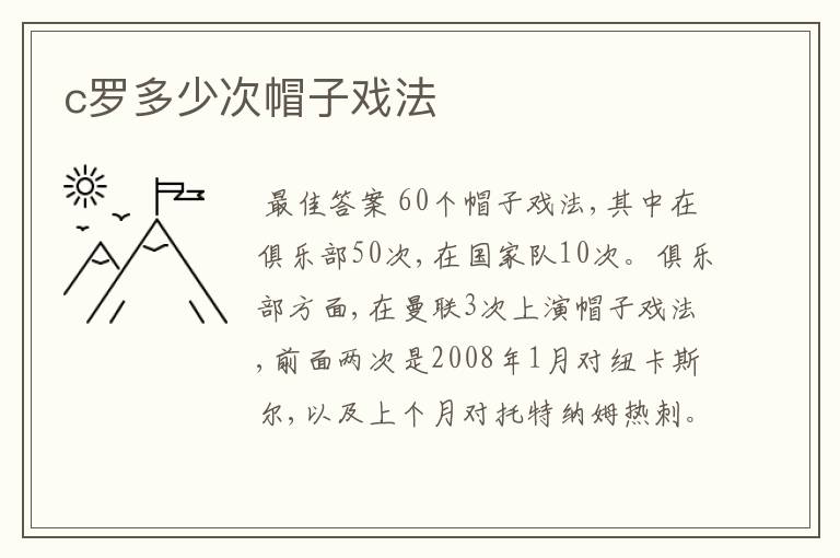 c罗多少次帽子戏法