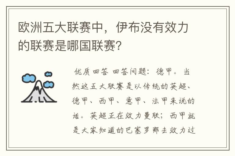 欧洲五大联赛中,伊布没有效力的联赛是哪国联赛?
