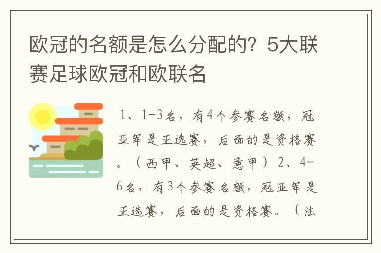 欧冠的名额是怎么分配的?5大联赛足球欧冠和欧联名