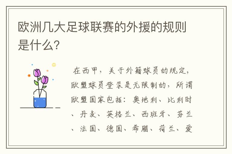 欧洲几大足球联赛的外援的规则是什么?