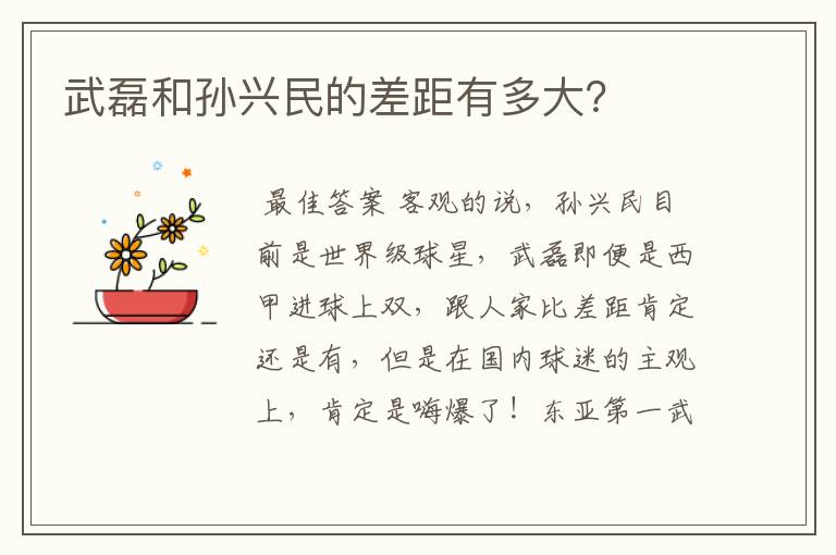 武磊和孙兴民的差距有多大?