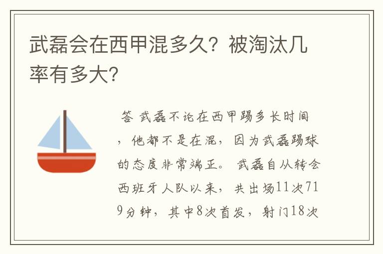 武磊会在西甲混多久?被淘汰几率有多大?