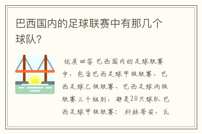 巴西国内的足球联赛中有那几个球队?
