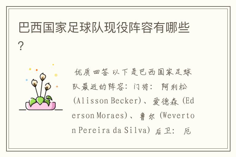 巴西国家足球队现役阵容有哪些?