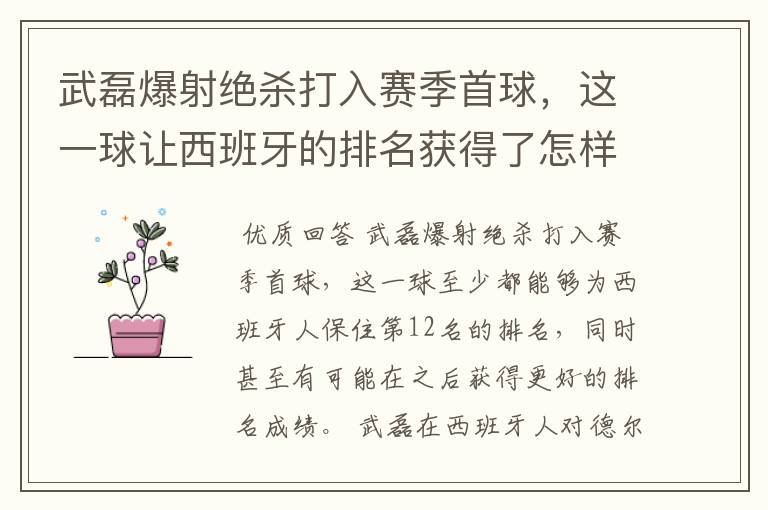 武磊爆射绝杀打入赛季首球,这一球让西班牙的排名获得了怎样的提升?