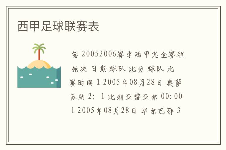 西甲足球联赛表