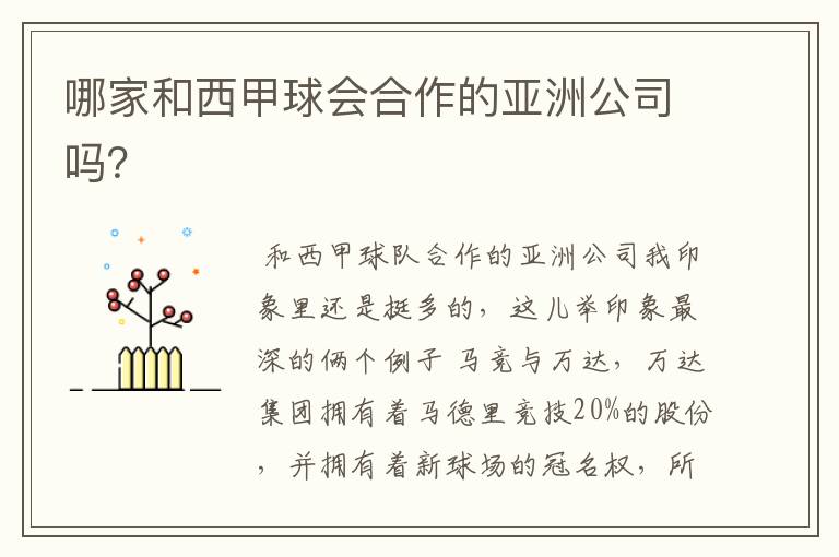 哪家和西甲球会合作的亚洲公司吗?