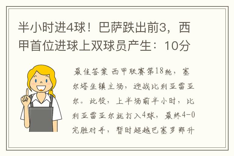 半小时进4球!巴萨跌出前3,西甲首位进球上双球员产生:10分