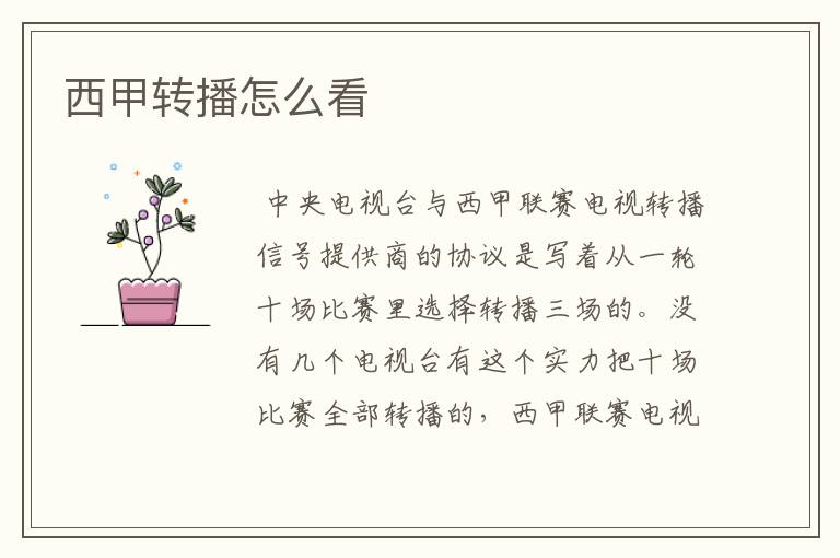 西甲转播怎么看