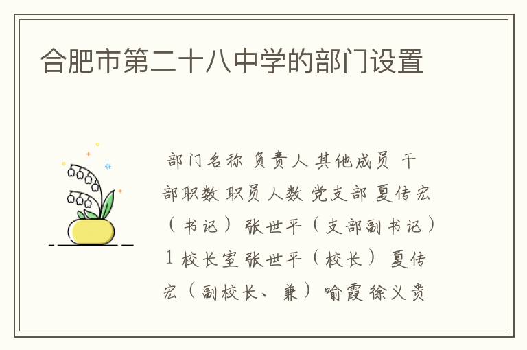 合肥市第二十八中学的部门设置