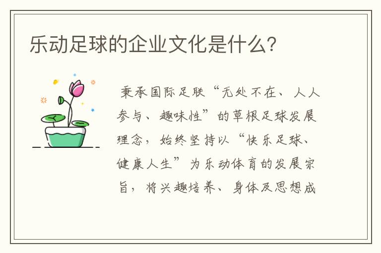 乐动足球的企业文化是什么?