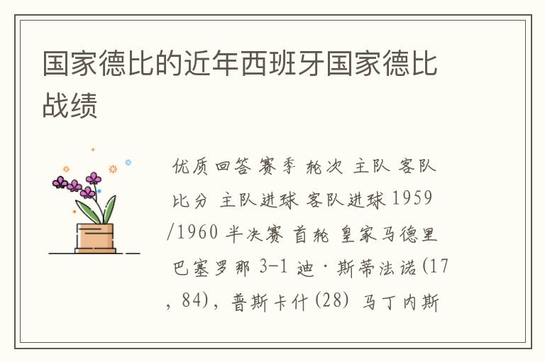 国家德比的近年西班牙国家德比战绩
