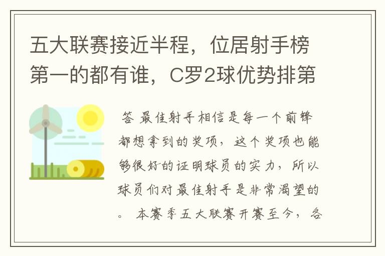 五大联赛接近半程，位居射手榜第一的都有谁，C罗2球优势排第一